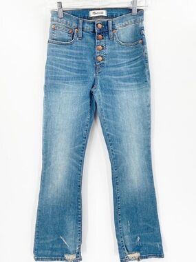 Madewell Cali Demi-Boot Button-Fly Cropped Jeans in Light Blue Wash